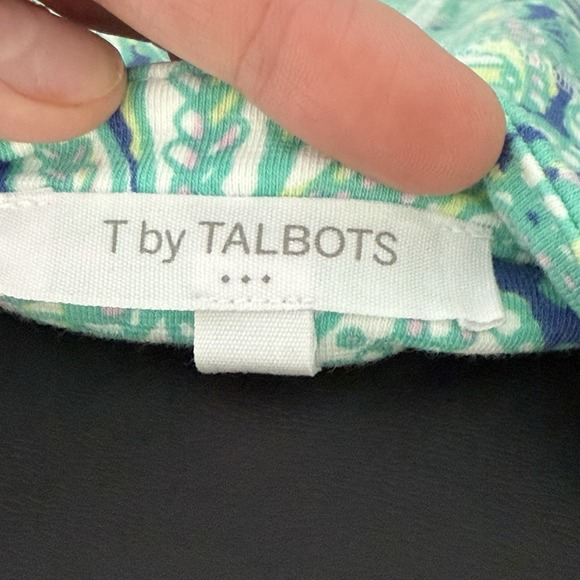 T By Talbots Womens Sleeveless Dress Sz Large Petite Paisley Preppy Summer Green - Picture 4 of 9
